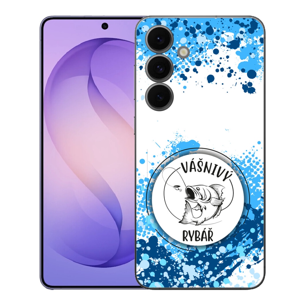 Gelový kryt mmCase na Samsung Galaxy S26 FE - vášnivý rybář bílé pozadí