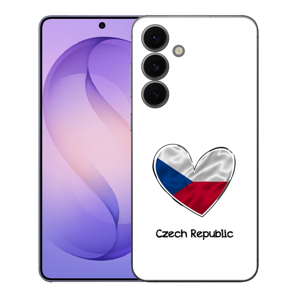 Gelový kryt mmCase na Samsung Galaxy S26 FE - vlajka srdce bílé pozadí
