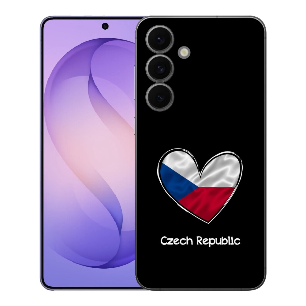 Gelový kryt mmCase na Samsung Galaxy S26 FE - vlajka srdce černé pozadí