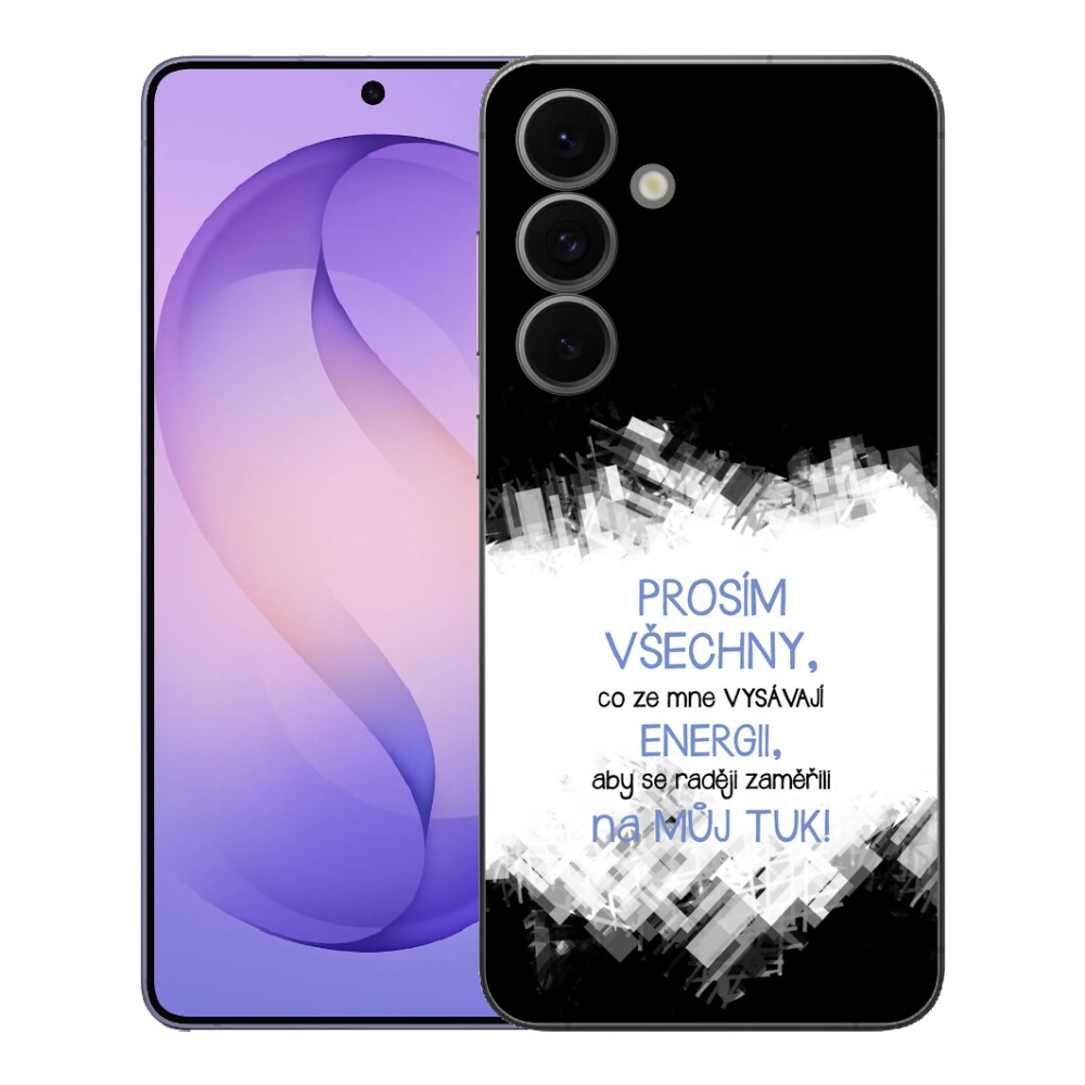 Gelový kryt mmCase na Samsung Galaxy S26 FE - vtipný text 1 modrý