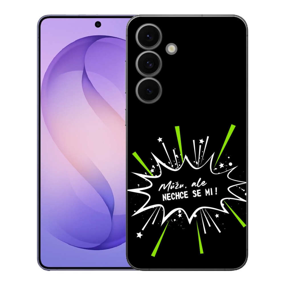 Gelový kryt mmCase na Samsung Galaxy S26 FE - vtipný text 11 černé pozadí