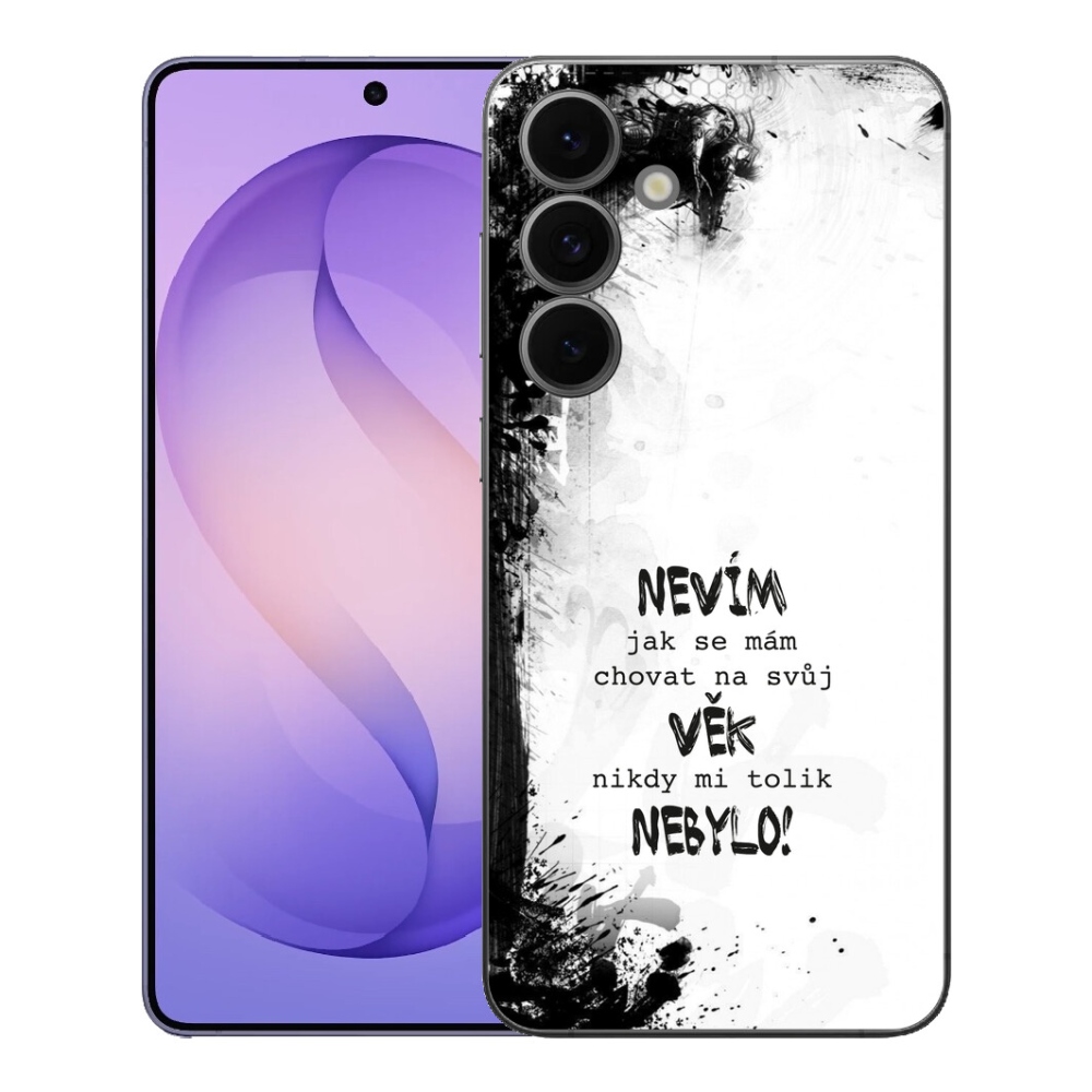 Gelový kryt mmCase na Samsung Galaxy S26 FE - vtipný text 14 bílé pozadí