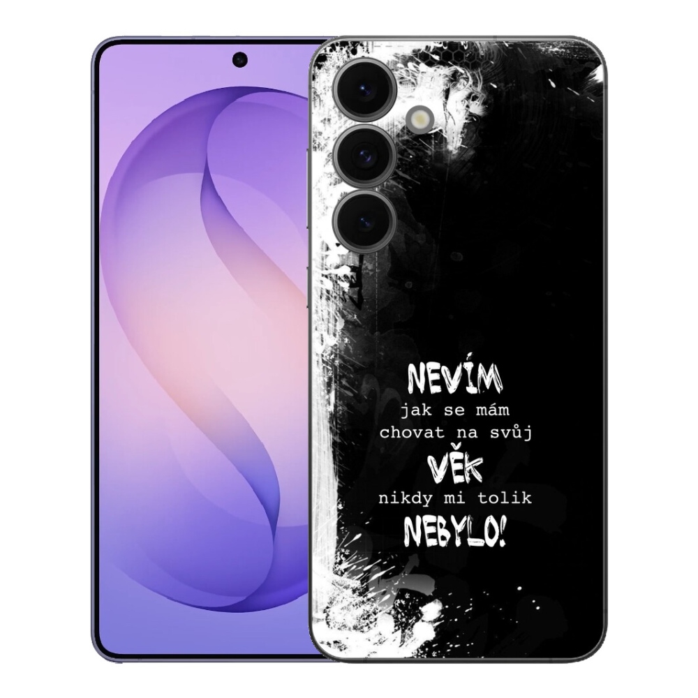 Gelový kryt mmCase na Samsung Galaxy S26 FE - vtipný text 14 černé pozadí