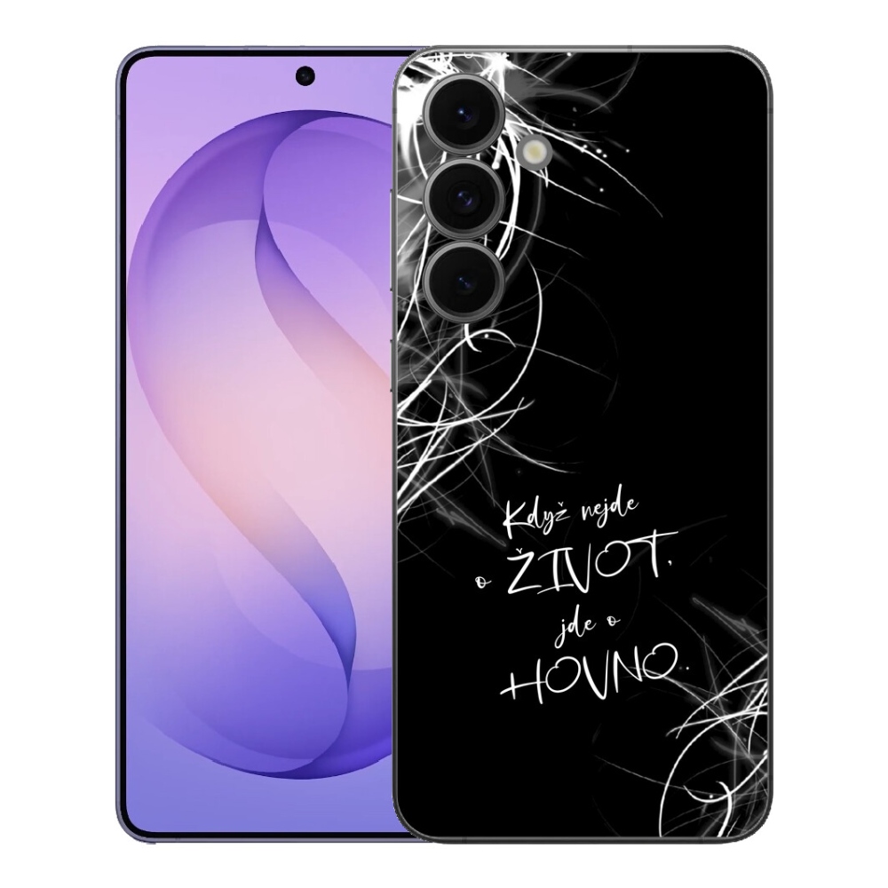 Gelový kryt mmCase na Samsung Galaxy S26 FE - vtipný text 16 černé pozadí