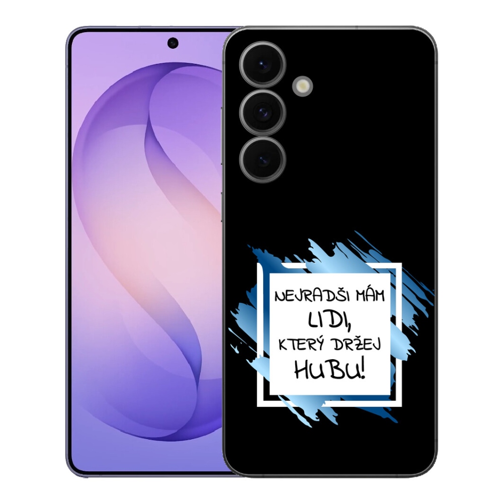 Gelový kryt mmCase na Samsung Galaxy S26 FE - vtipný text 7 bíločerné pozadí
