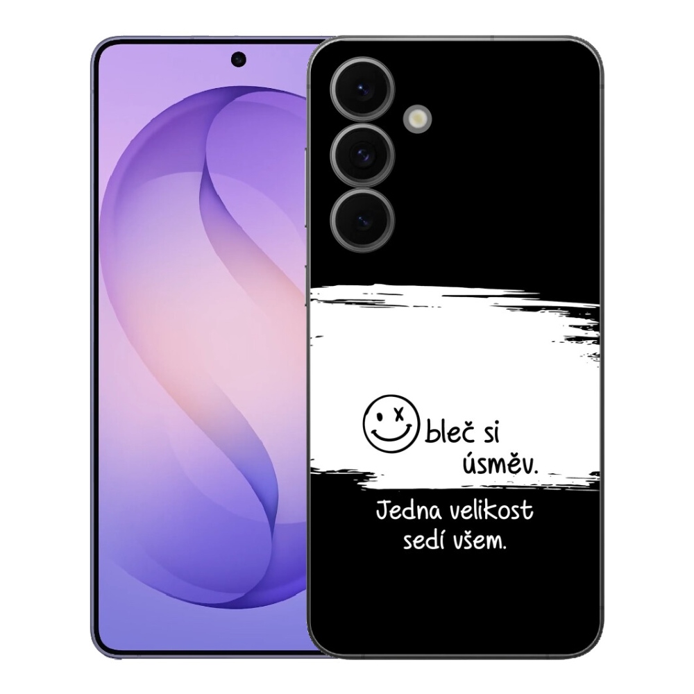 Gelový kryt mmCase na Samsung Galaxy S26 FE - vtipný text 8 bíločerné pozadí