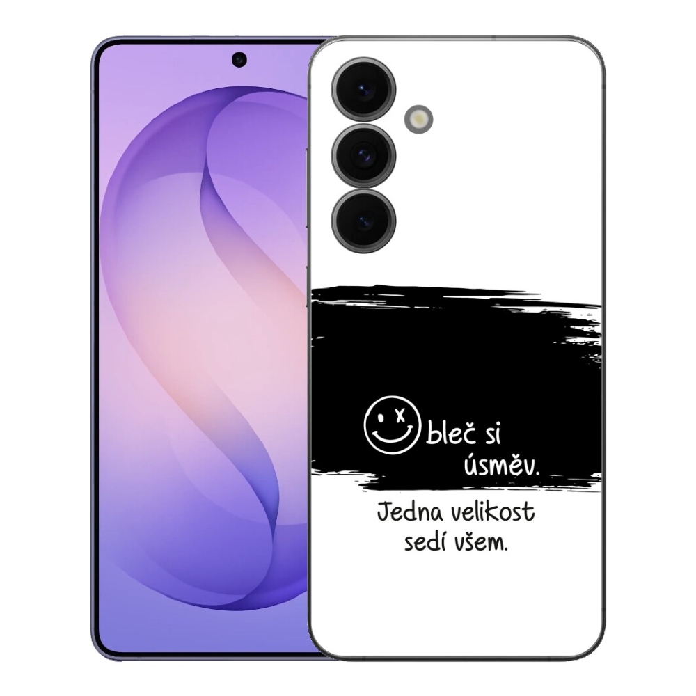 Gelový kryt mmCase na Samsung Galaxy S26 FE - vtipný text 8 černobílé pozadí