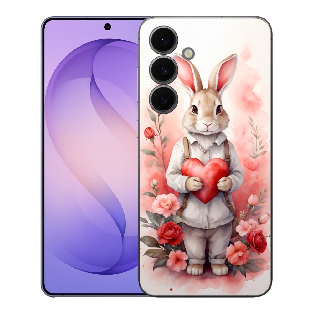 Gelový kryt mmCase na Samsung Galaxy S26 FE - zajíc se srdíčkem
