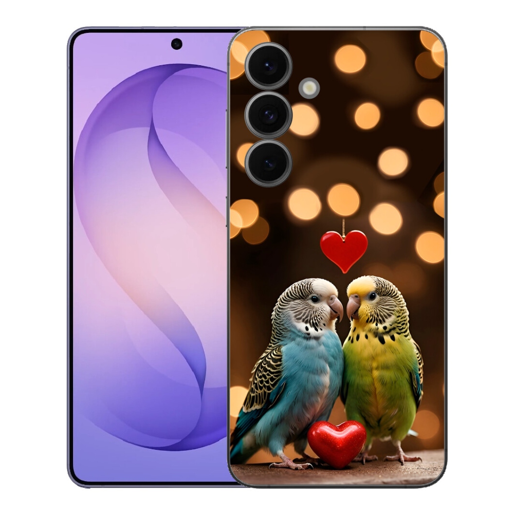 Gelový kryt mmCase na Samsung Galaxy S26 FE - zamilovaní papoušci