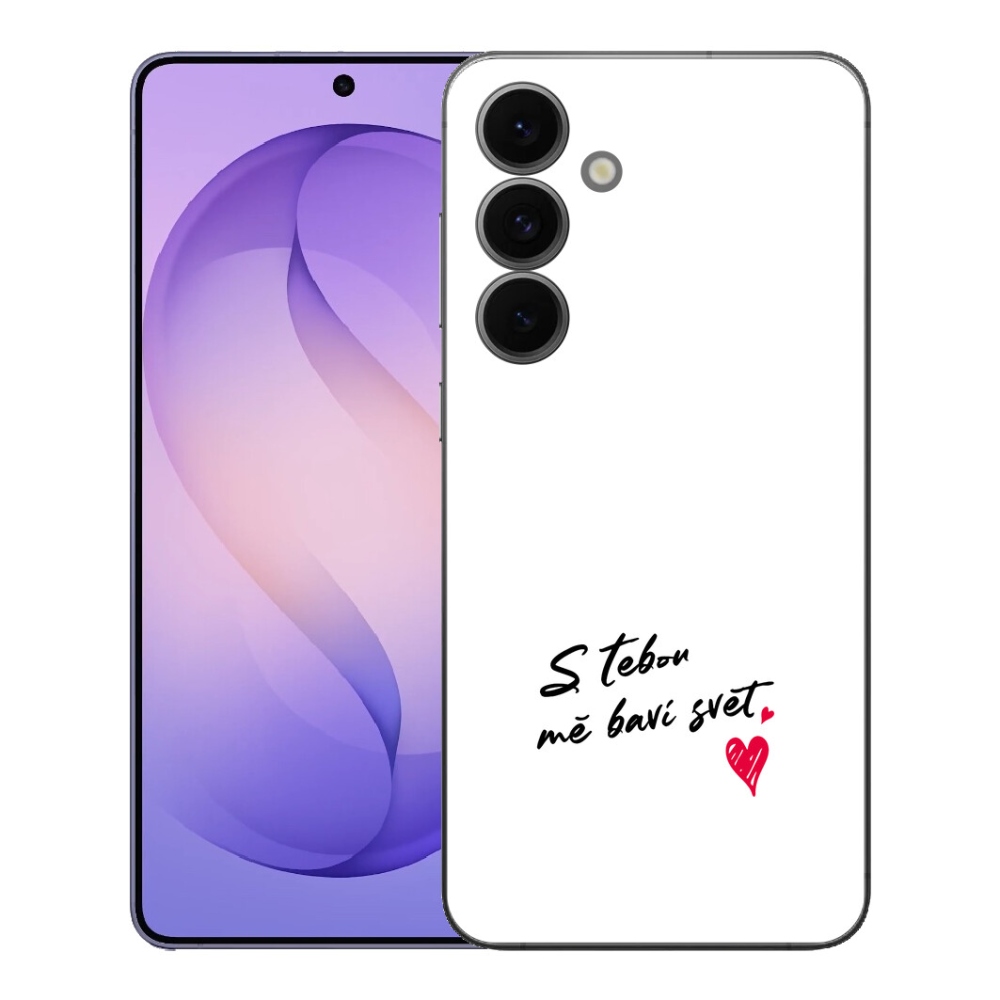 Gelový kryt mmCase na Samsung Galaxy S26 FE - zamilovaný text 1 bílé pozadí