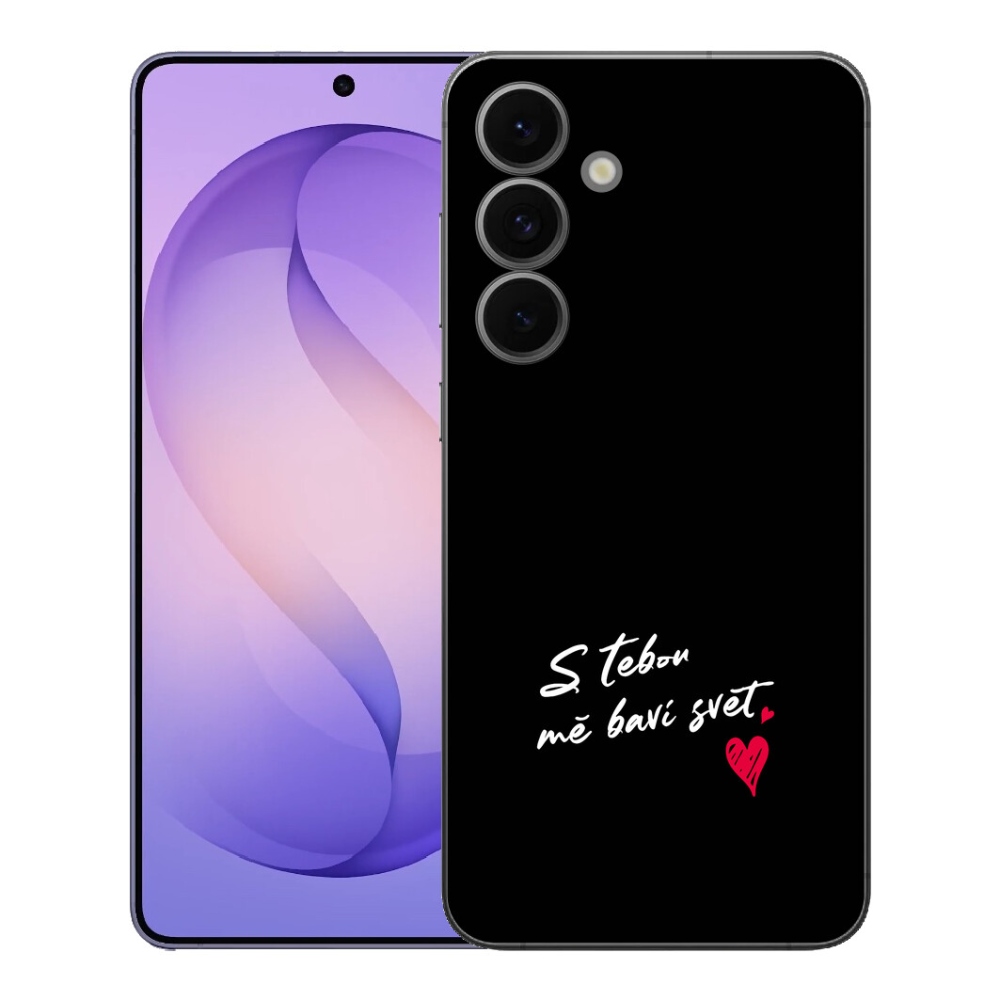 Gelový kryt mmCase na Samsung Galaxy S26 FE - zamilovaný text 1 černé pozadí
