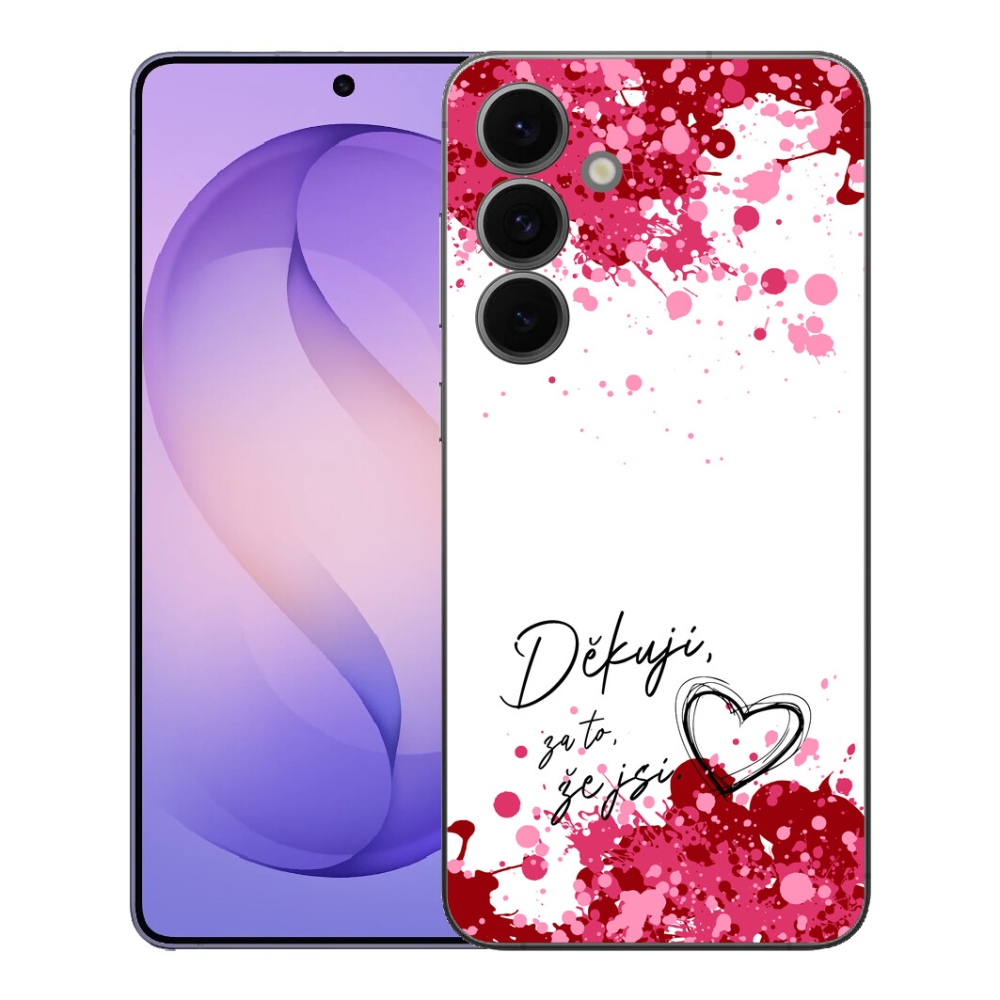 Gelový kryt mmCase na Samsung Galaxy S26 FE - zamilovaný text 2 bílé pozadí