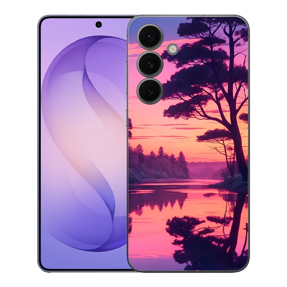 Gelový kryt mmCase na Samsung Galaxy S26 FE - západ slunce nad jezerem
