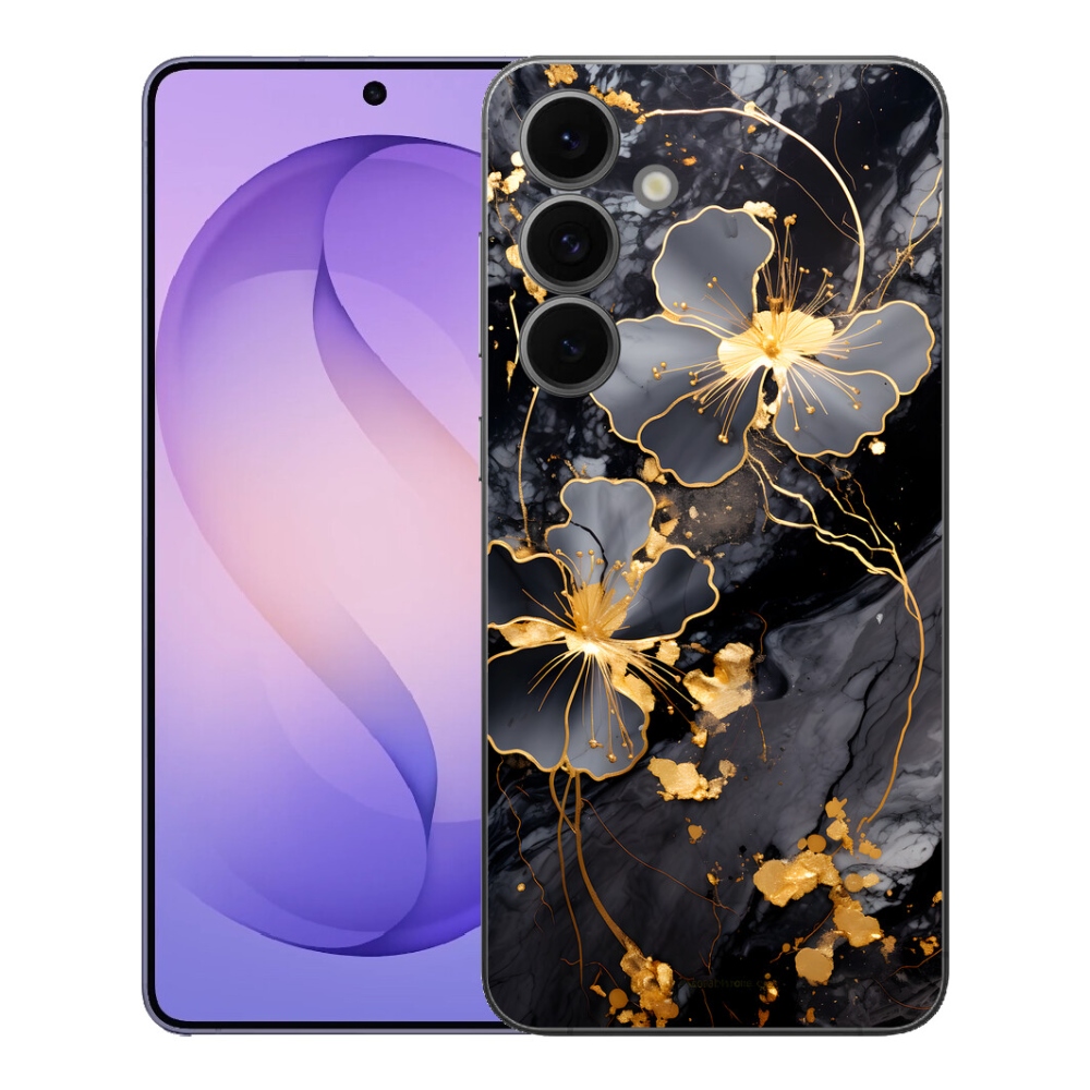 Gelový kryt mmCase na Samsung Galaxy S26 FE - zlaté květy