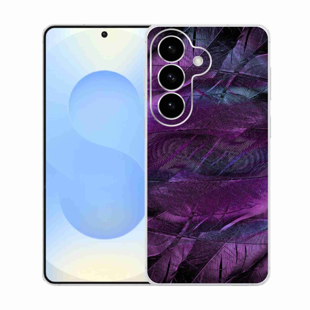 Gelový kryt mmCase na Samsung Galaxy S26  - fialová pírka