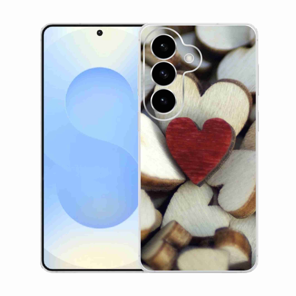 Gelový kryt mmCase na Samsung Galaxy S26  - gravírované červené srdce 