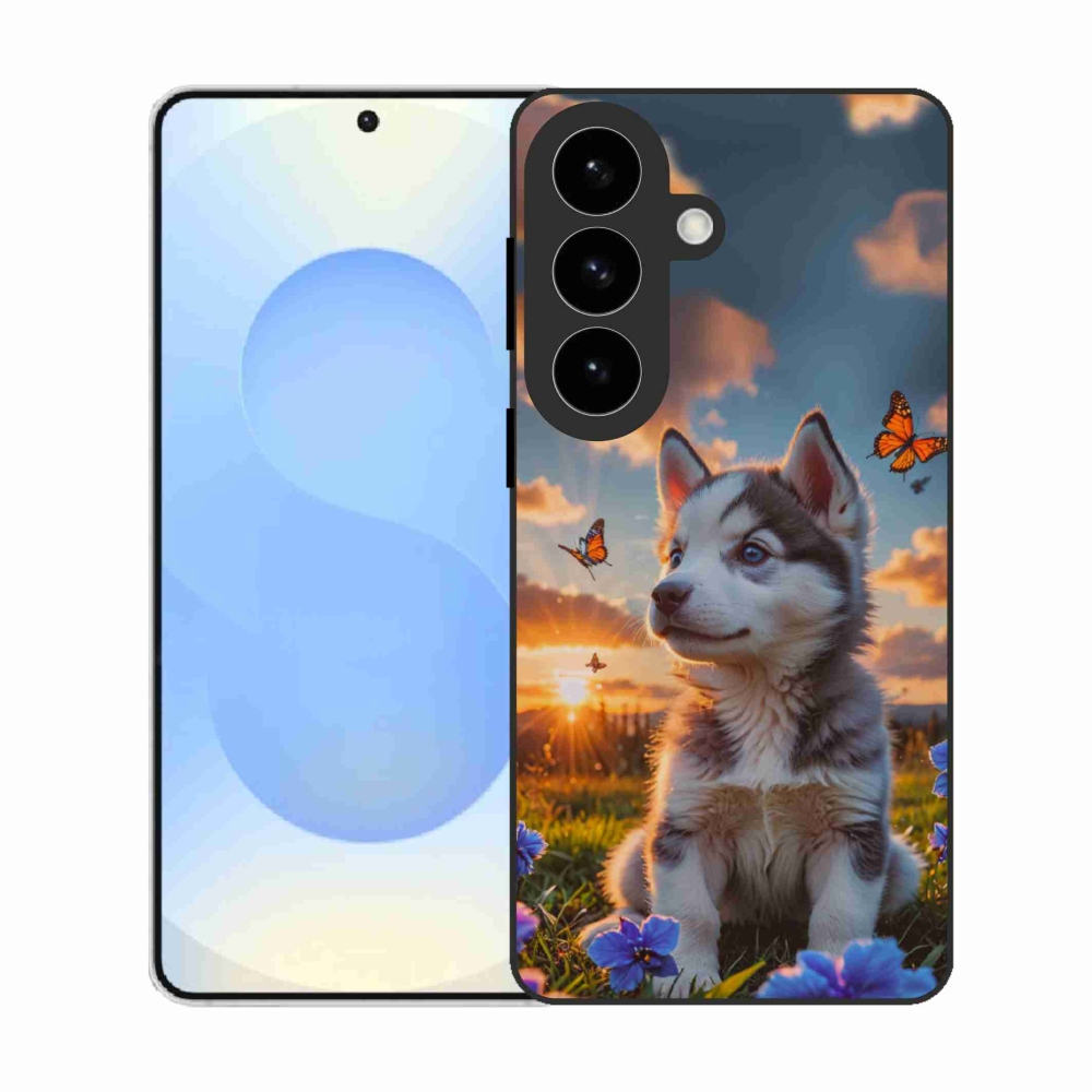 Gelový kryt mmCase na Samsung Galaxy S26 - husky při západu slunce