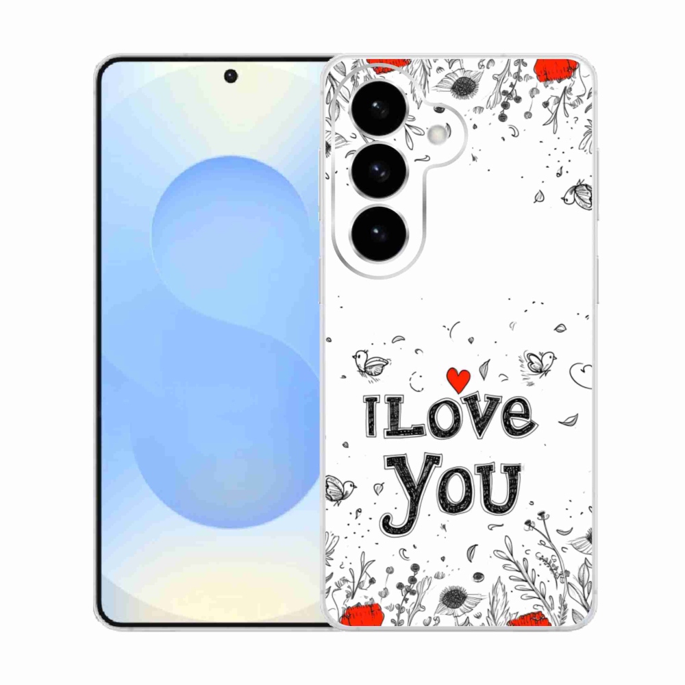 Gelový kryt mmCase na Samsung Galaxy S26  - I love you bílé pozadí