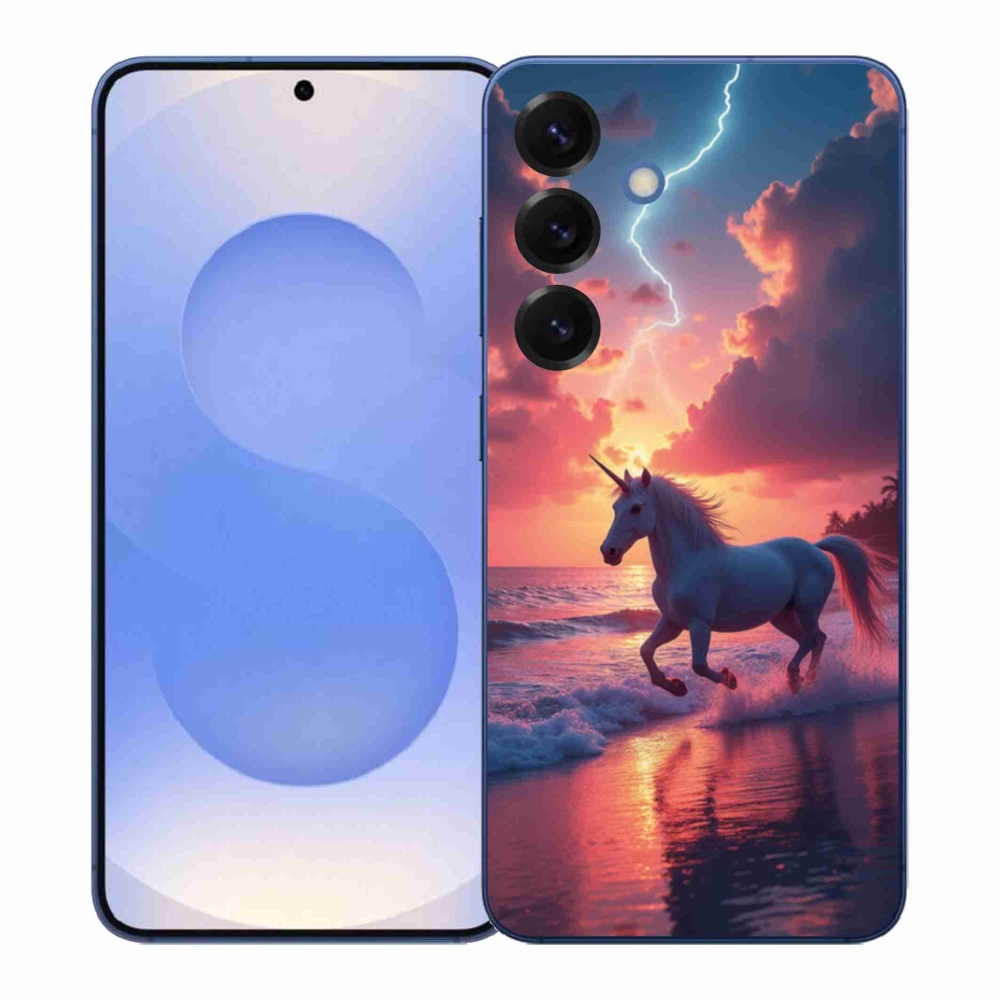 Gelový kryt mmCase na Samsung Galaxy S26+ - jednorožec na pláži