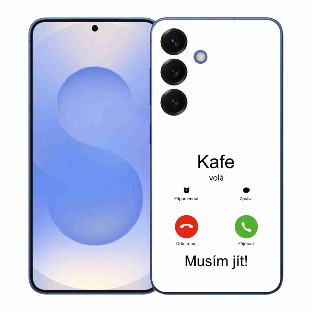 Gelový kryt mmCase na Samsung Galaxy S26+ - kafe volá bílé pozadí