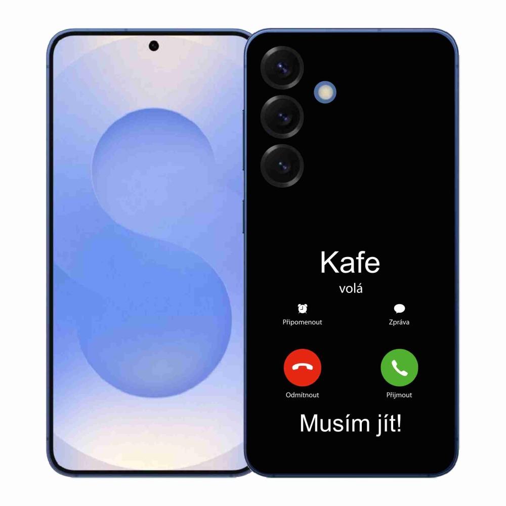 Gelový kryt mmCase na Samsung Galaxy S26+ - kafe volá černé pozadí