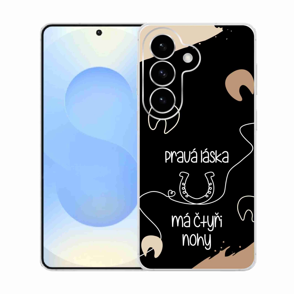 Gelový kryt mmCase na Samsung Galaxy S26  - koňský motiv černé pozadí