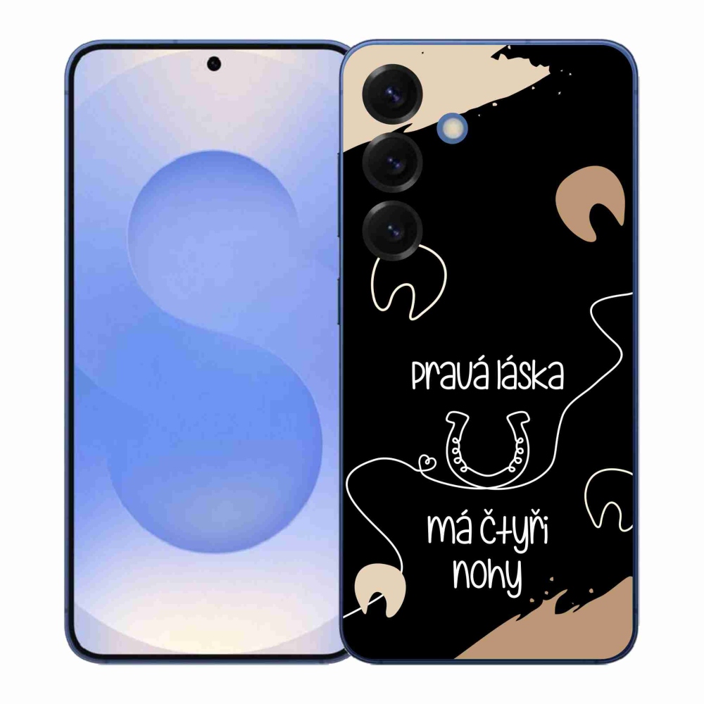 Gelový kryt mmCase na Samsung Galaxy S26+ - koňský motiv černé pozadí