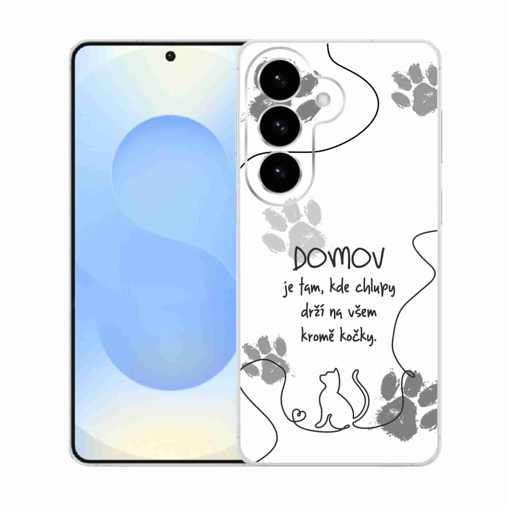 Gelový kryt mmCase na Samsung Galaxy S26  - kočičí motiv bílé pozadí
