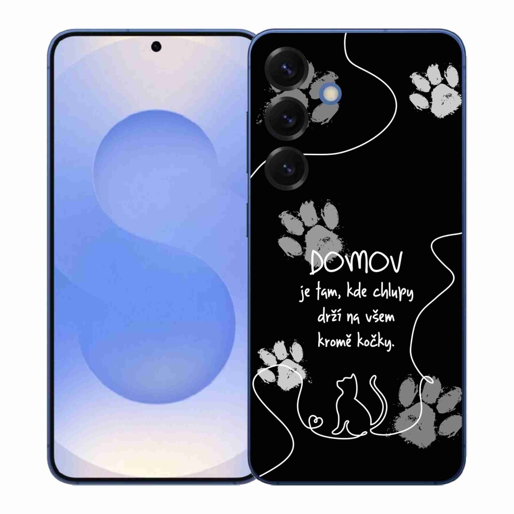 Gelový kryt mmCase na Samsung Galaxy S26+ - kočičí motiv černé pozadí