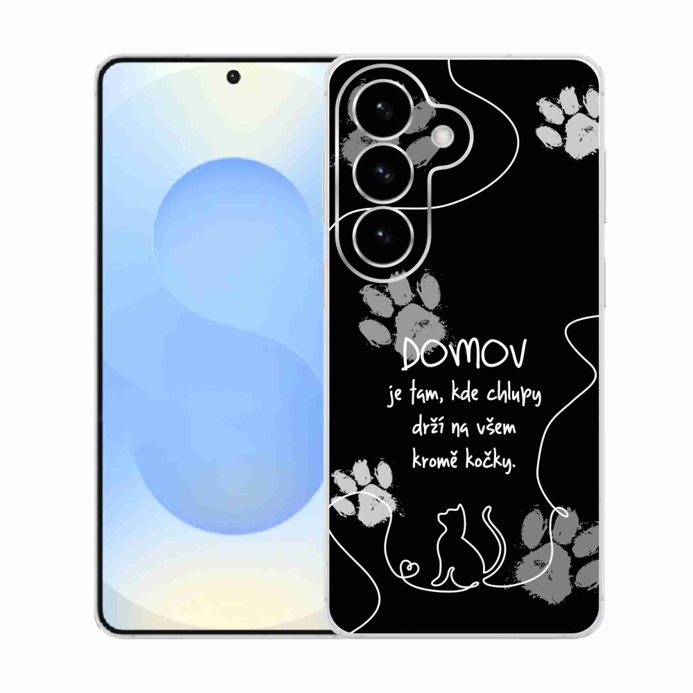 Gelový kryt mmCase na Samsung Galaxy S26  - kočičí motiv černé pozadí
