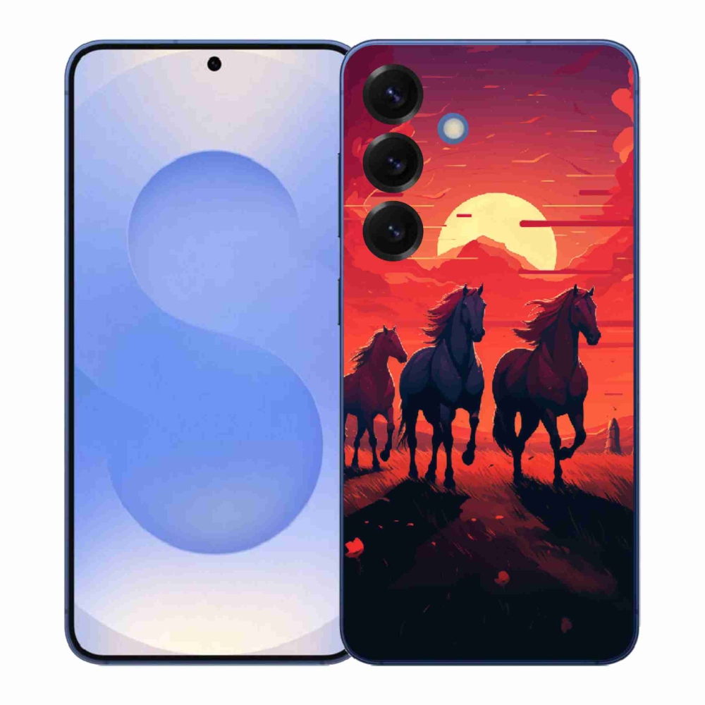 Gelový kryt mmCase na Samsung Galaxy S26+ - koně a západ slunce