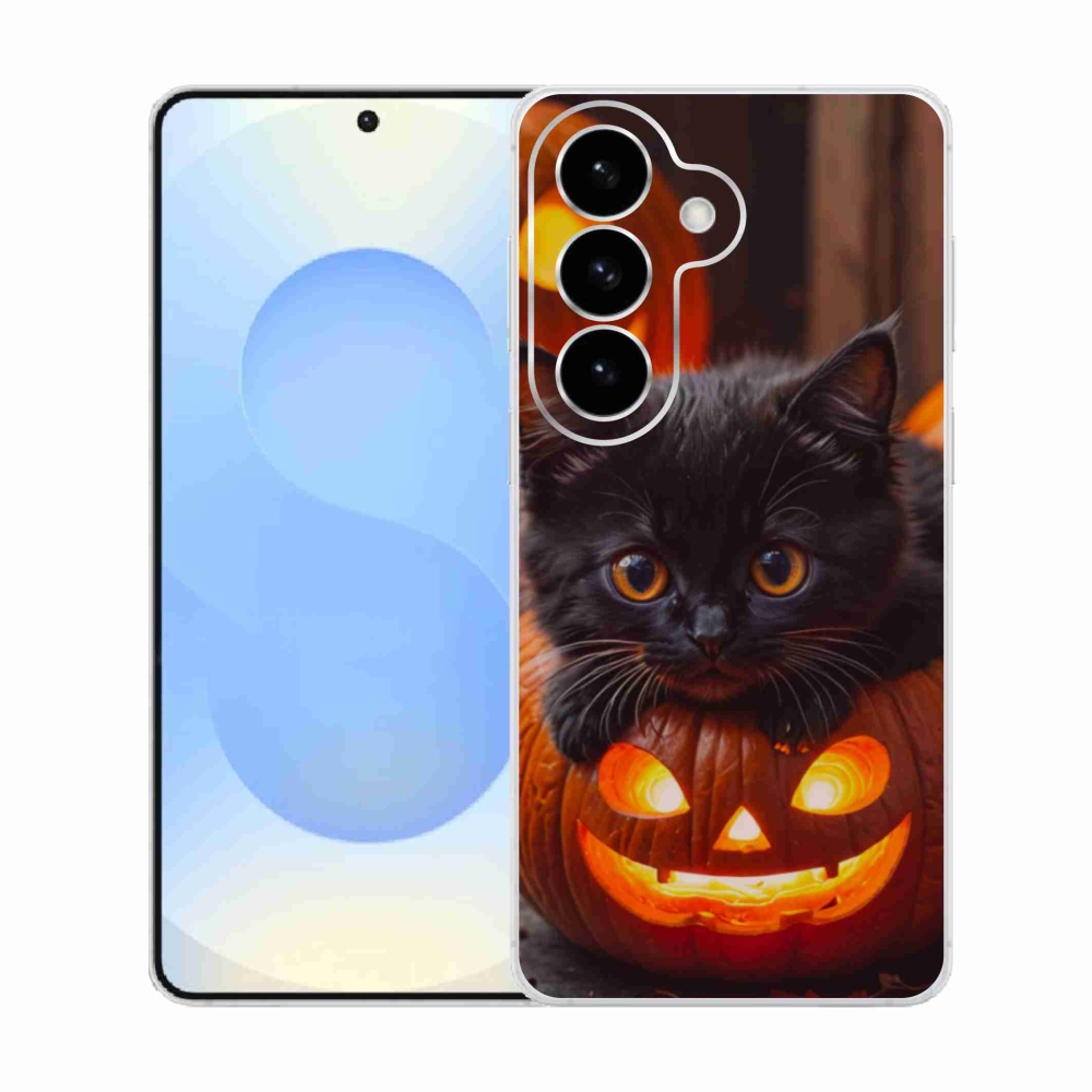 Gelový kryt mmCase na Samsung Galaxy S26  - kotě a dýně