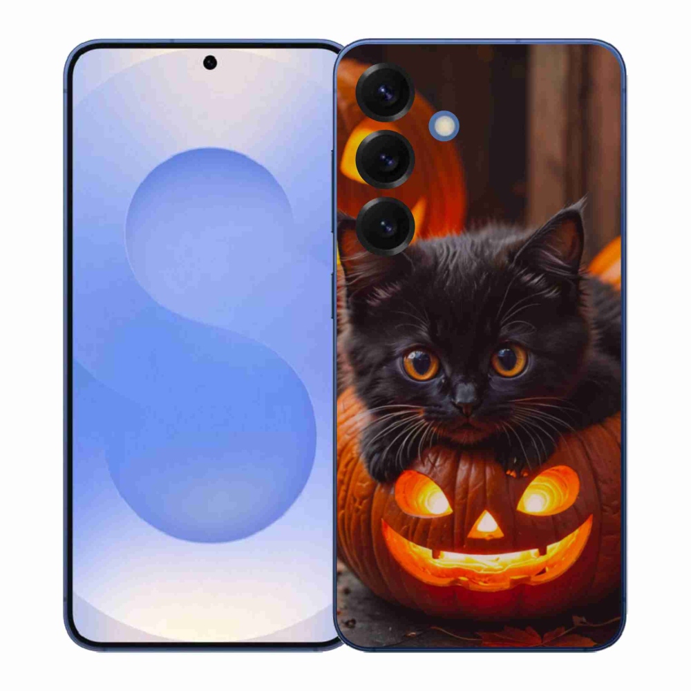 Gelový kryt mmCase na Samsung Galaxy S26+ - kotě a dýně