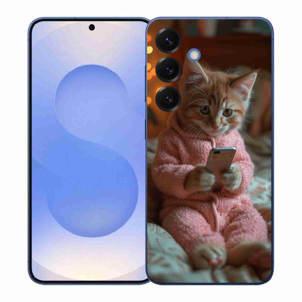 Gelový kryt mmCase na Samsung Galaxy S26+ - kotě s mobilem