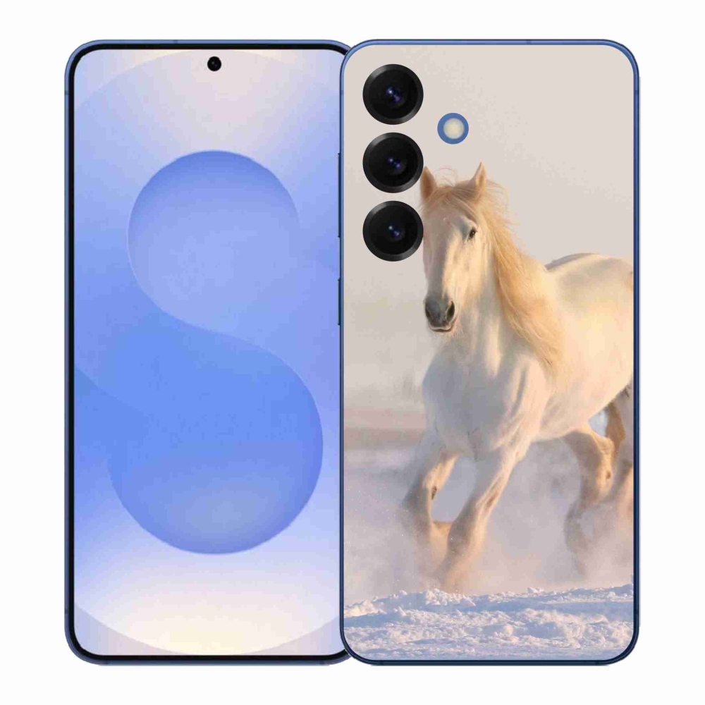 Gelový kryt mmCase na Samsung Galaxy S26+ - kůň ve sněhu