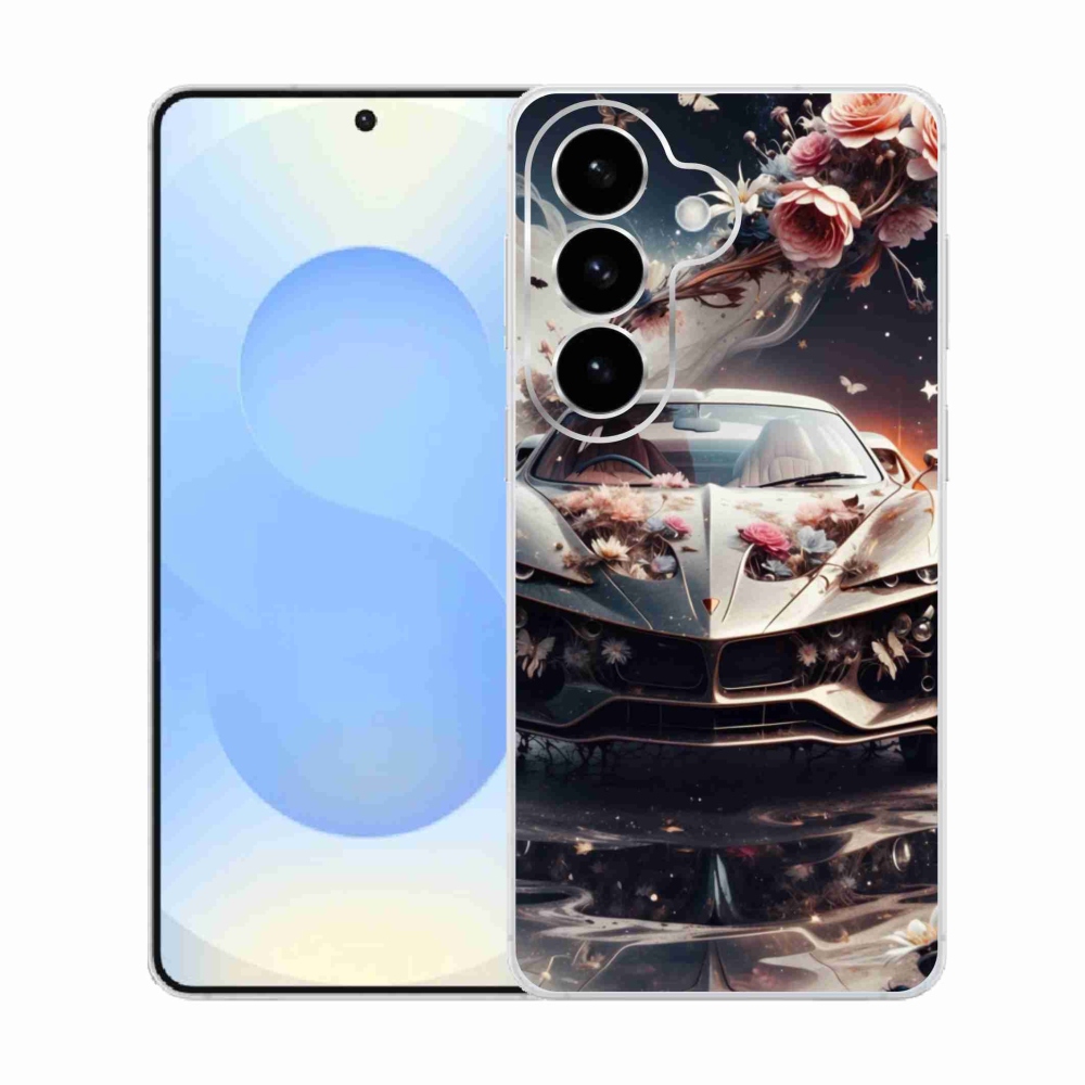 Gelový kryt mmCase na Samsung Galaxy S26  - květinový sportovní vůz