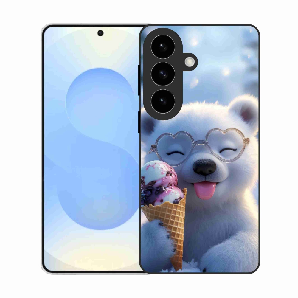 Gelový kryt mmCase na Samsung Galaxy S26 - medvídek se zmrzlinou