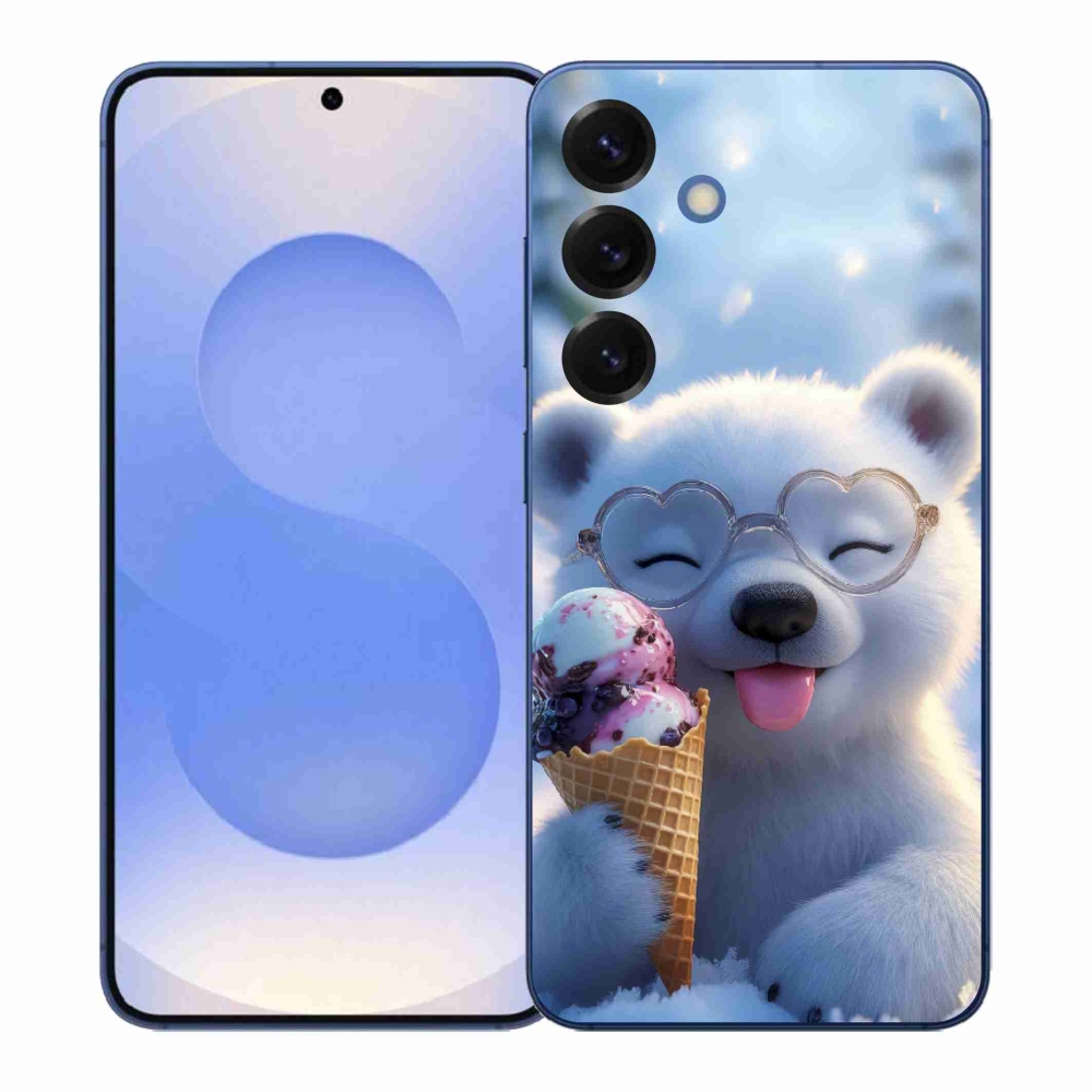 Gelový kryt mmCase na Samsung Galaxy S26+ - medvídek se zmrzlinou