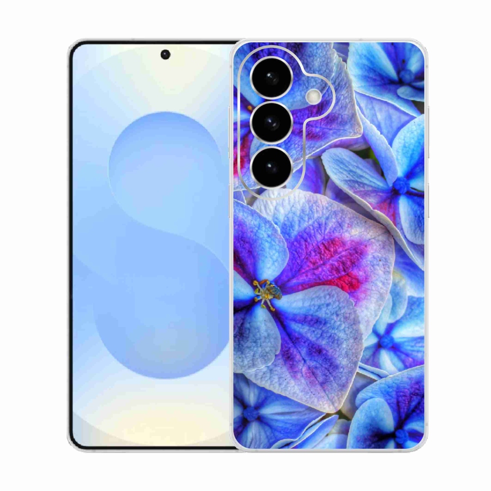 Gelový kryt mmCase na Samsung Galaxy S26  - modré květy 1