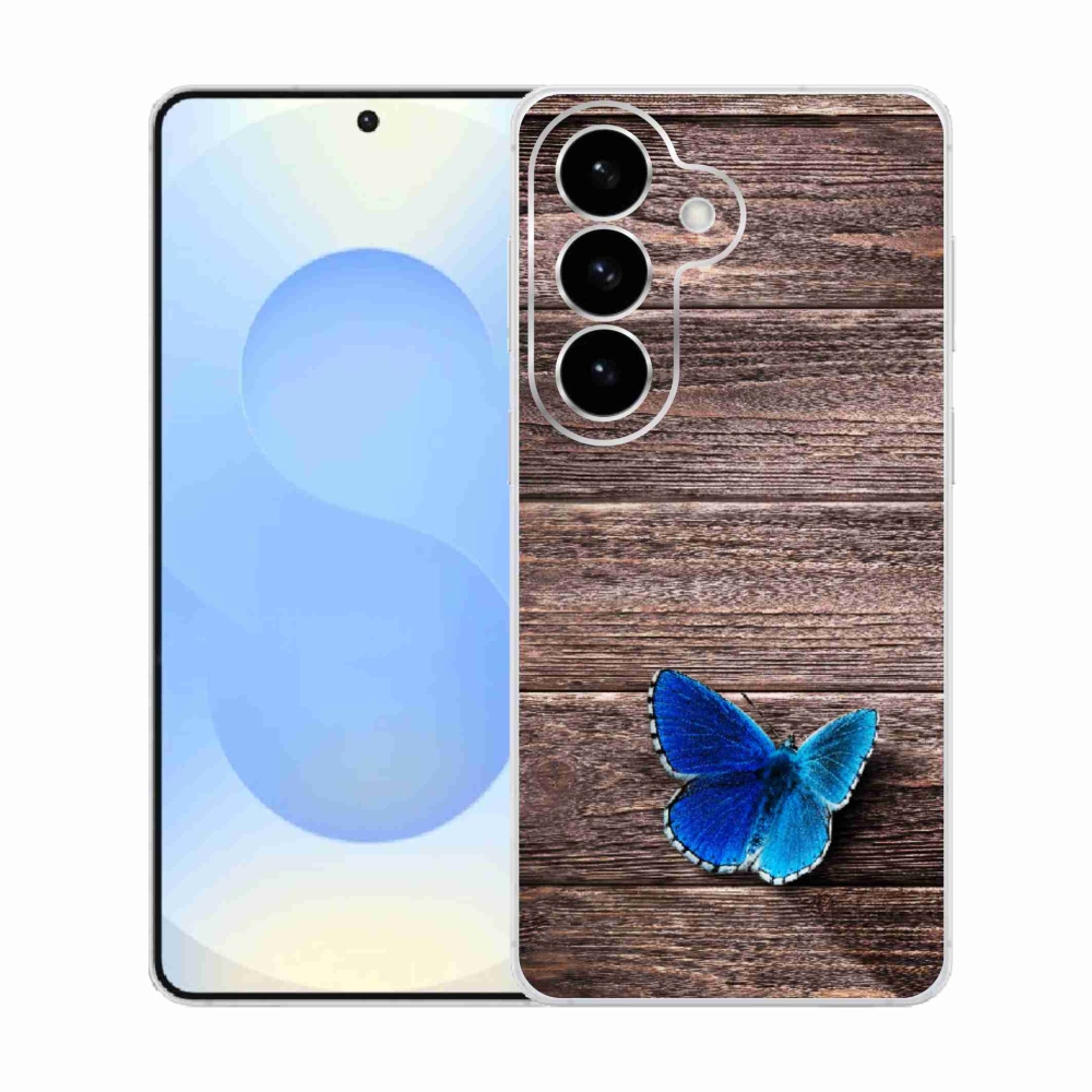 Gelový kryt mmCase na Samsung Galaxy S26  - modrý motýl 1