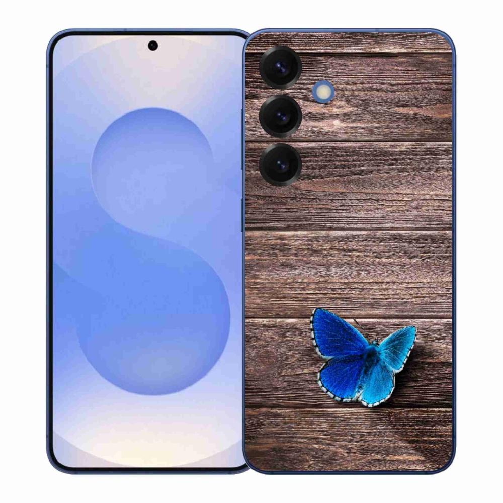 Gelový kryt mmCase na Samsung Galaxy S26+ - modrý motýl 1