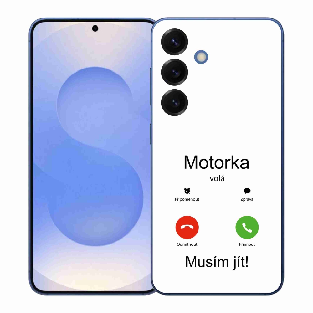 Gelový kryt mmCase na Samsung Galaxy S26+ - motorka volá bílé pozadí