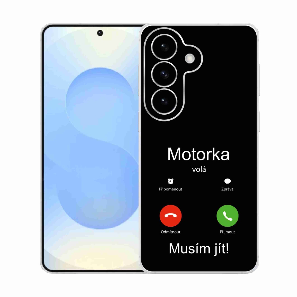 Gelový kryt mmCase na Samsung Galaxy S26  - motorka volá černé pozadí