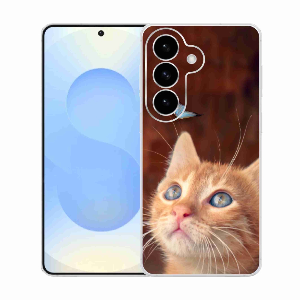 Gelový kryt mmCase na Samsung Galaxy S26  - motýl a kotě