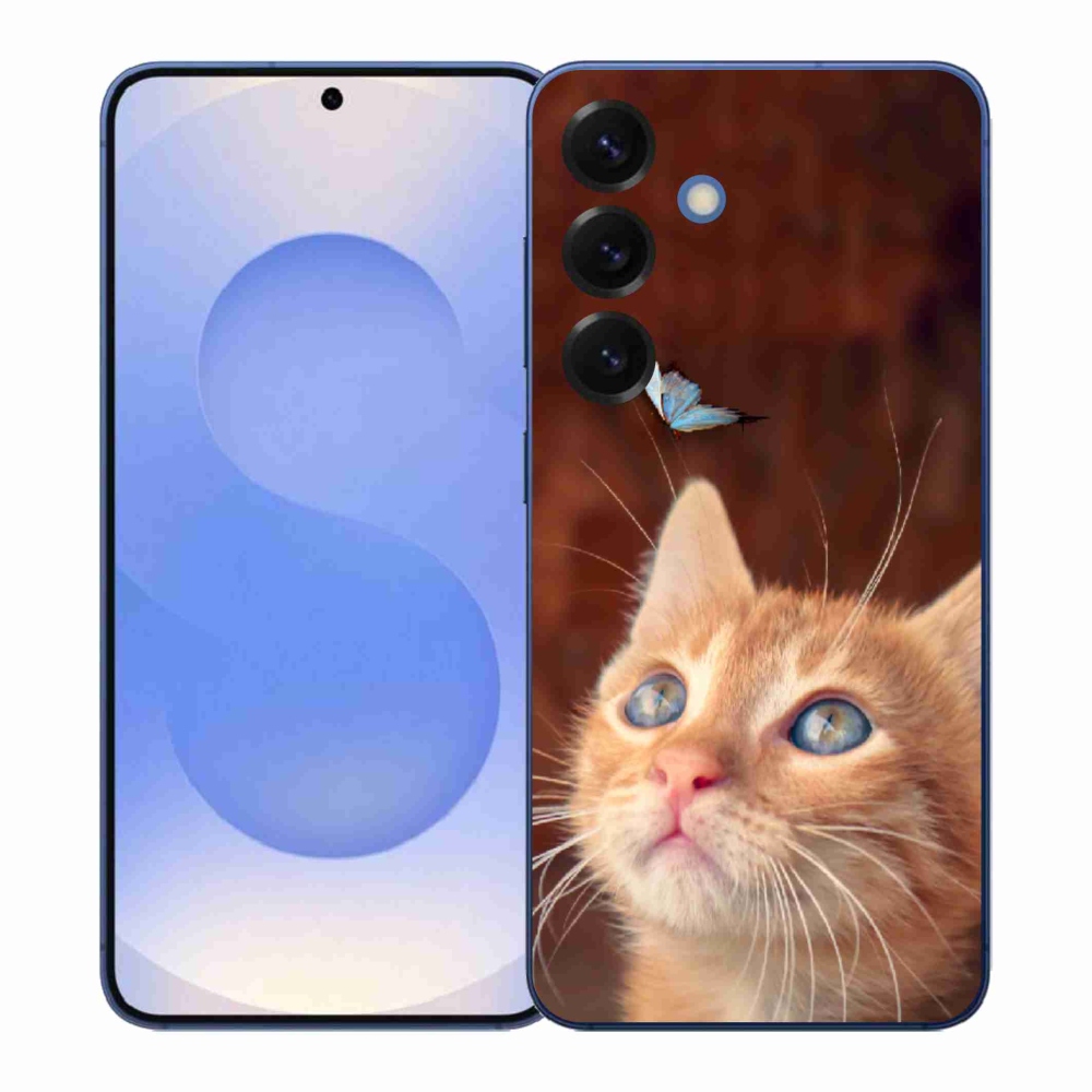 Gelový kryt mmCase na Samsung Galaxy S26+ - motýl a kotě