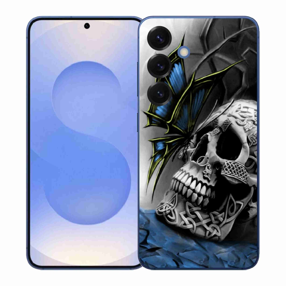 Gelový kryt mmCase na Samsung Galaxy S26+ - motýl a lebka