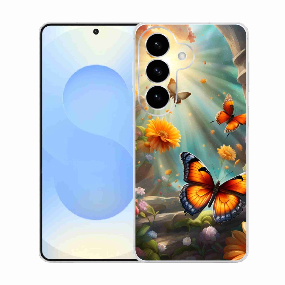 Gelový kryt mmCase na Samsung Galaxy S26  - motýlí zahrada 2