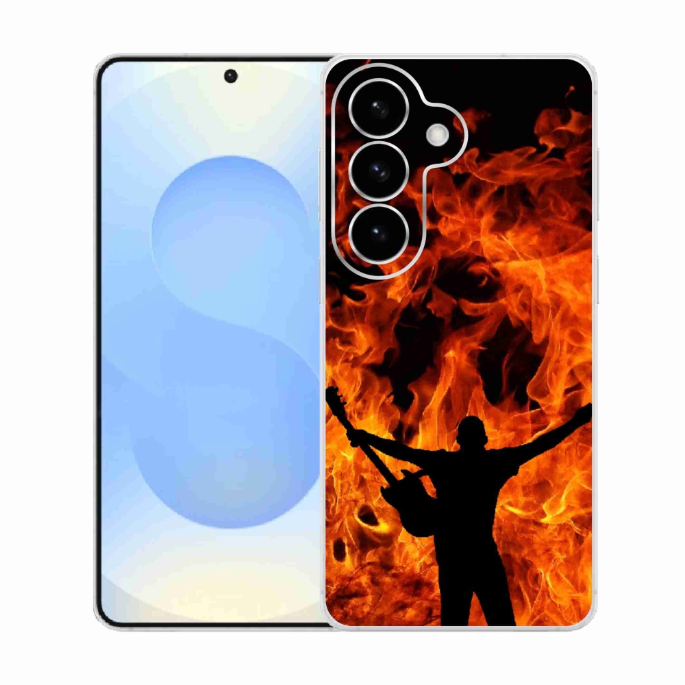 Gelový kryt mmCase na Samsung Galaxy S26  - muzikant a oheň