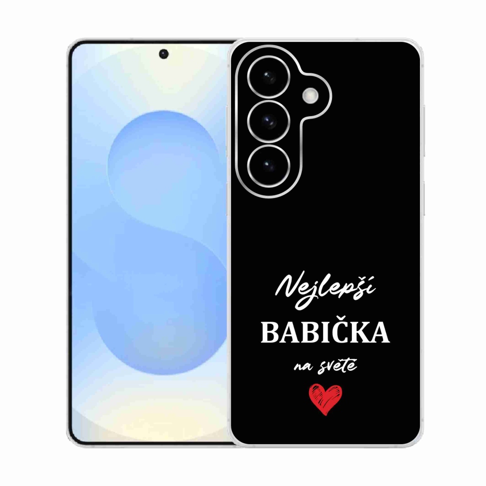 Gelový kryt mmCase na Samsung Galaxy S26  - nejlepší babička 1 černé pozadí