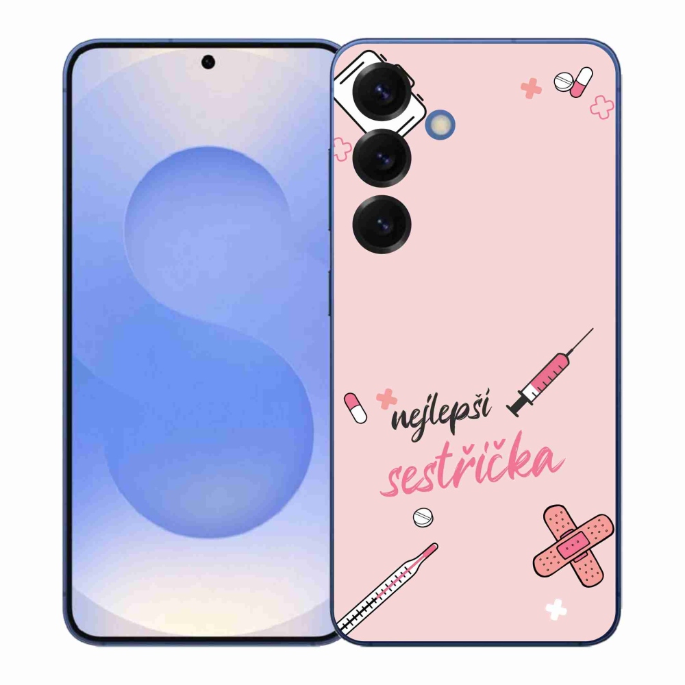 Gelový kryt mmCase na Samsung Galaxy S26+ - nejlepší sestřička růžové pozadí